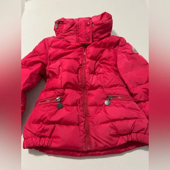 Moncler Girls Pink Puffer Logo Jacket - Picture 13 of 16